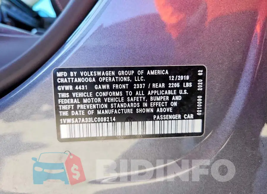 1VWSA7A33LC008214 Photo# 12