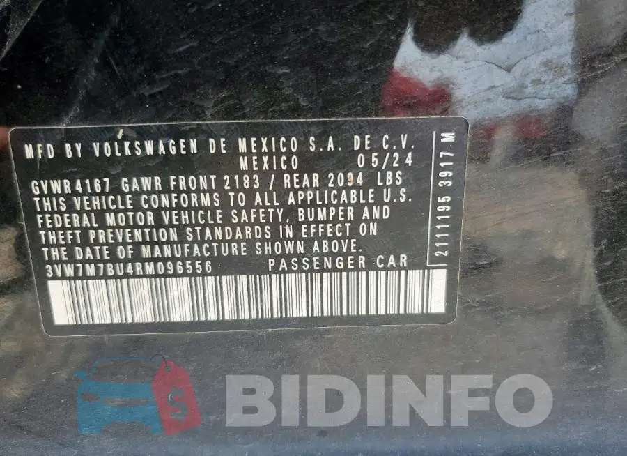 3VW7M7BU4RM096556 Photo# 12