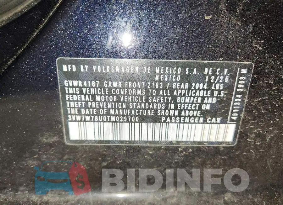 3VW7W7BU0TM029700 Photo# 12
