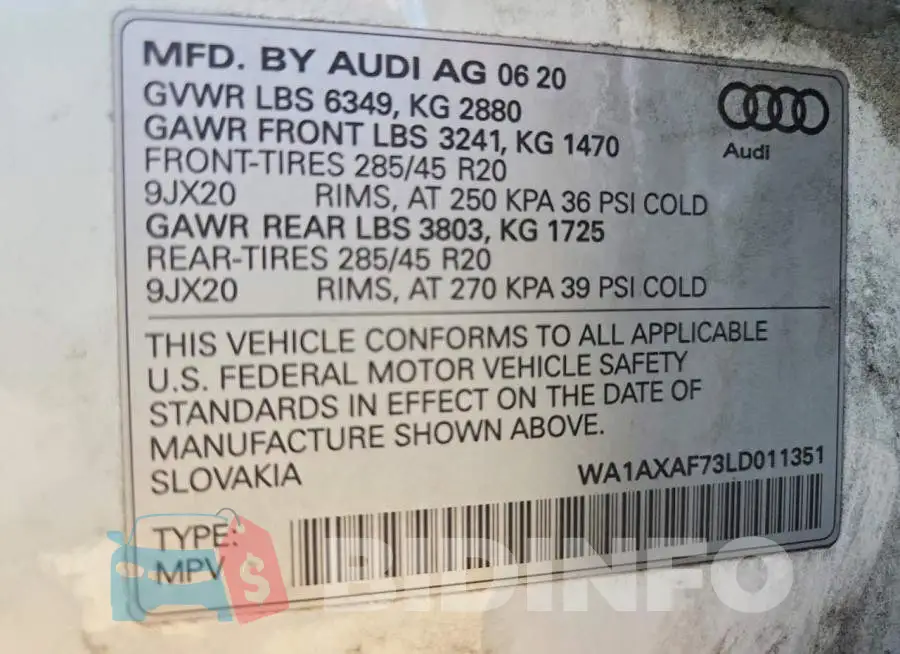 WA1AXAF73LD011351 Photo# 14