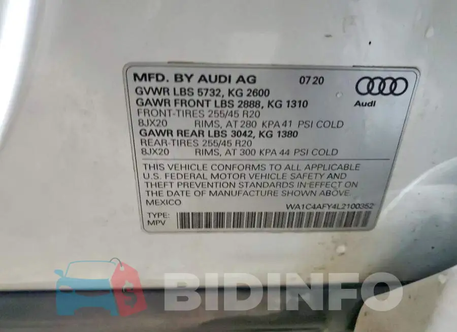 WA1C4AFY4L2100352 Photo# 13