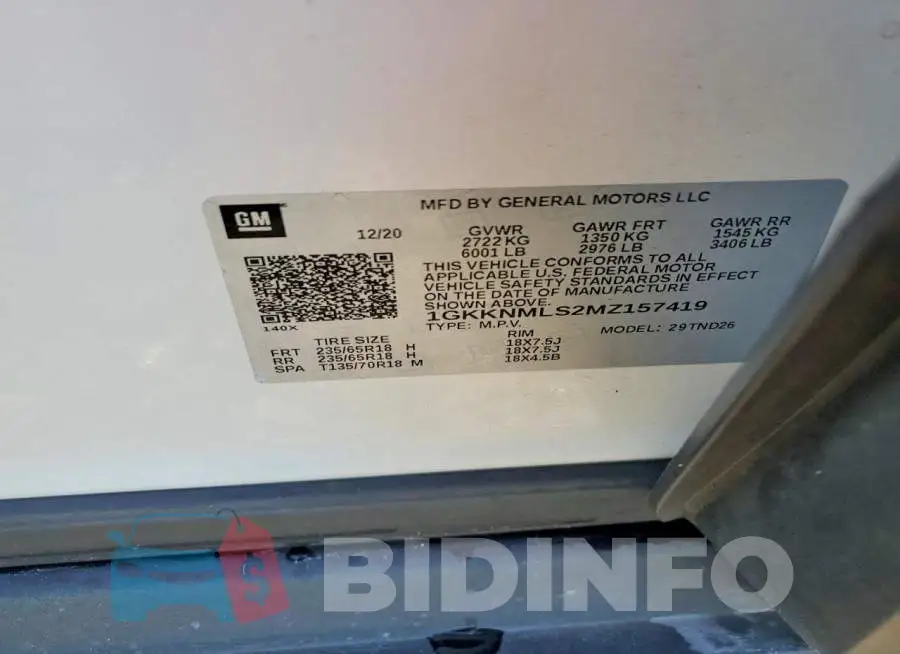 1GKKNMLS2MZ157419 Photo# 13
