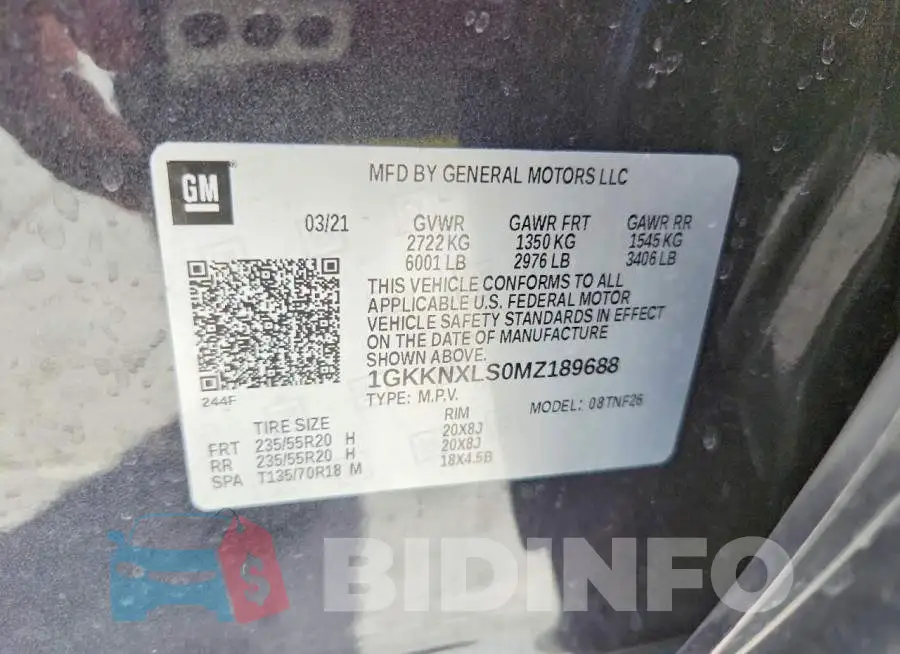 1GKKNXLS0MZ189688 Photo# 12