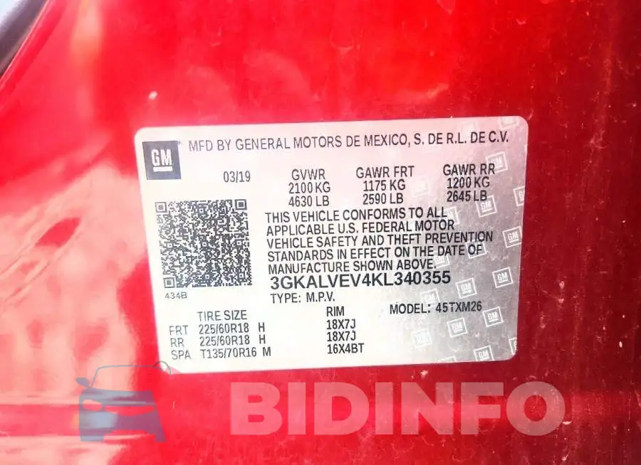 3GKALVEV4KL340355 Photo# 13