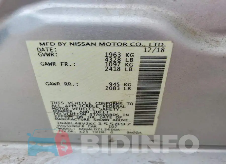 1N4BL4BV2KC155897 Photo# 13