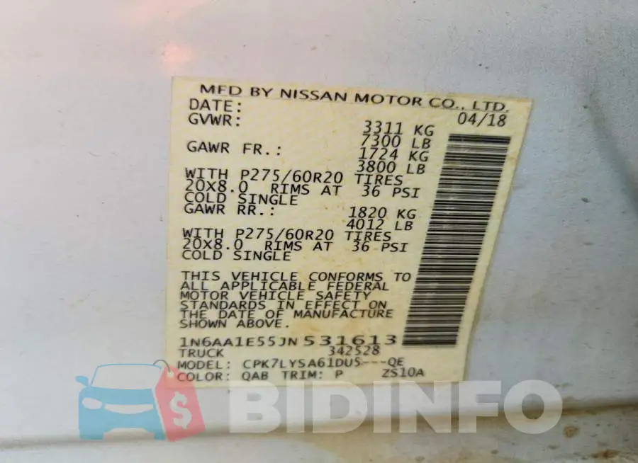 1N6AA1E55JN531613 Photo# 12