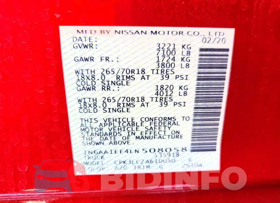 1N6AA1EF4LN508058 Photo# 12