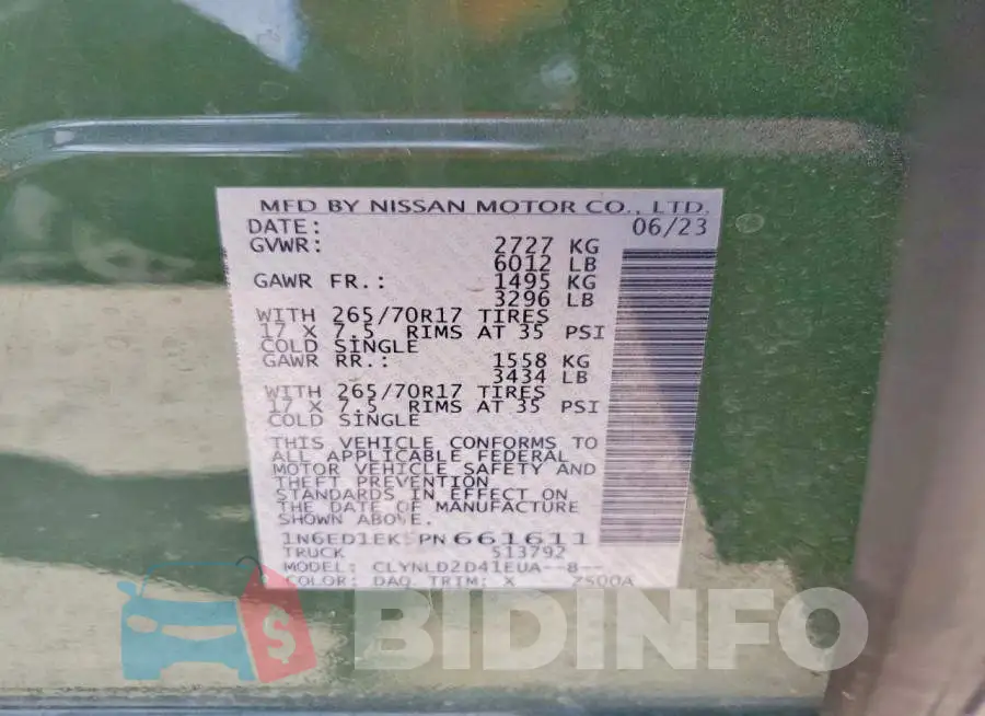 1N6ED1EK5PN661611 Photo# 12