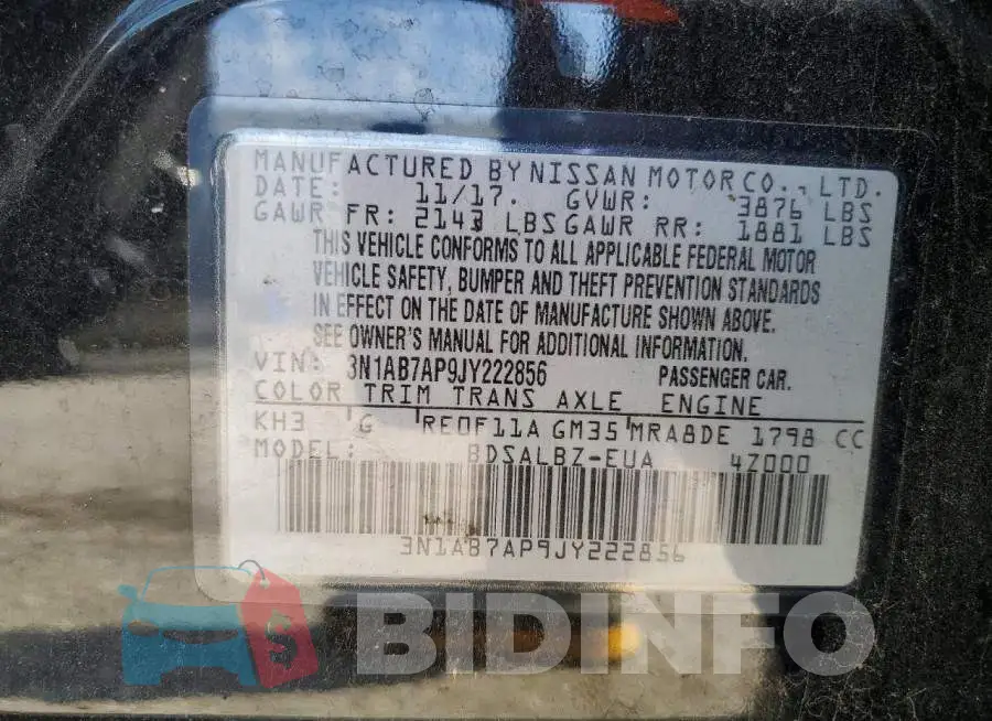 3N1AB7AP9JY222856 Photo# 13