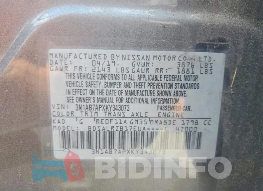 3N1AB7APXKY343073 Photo# 12