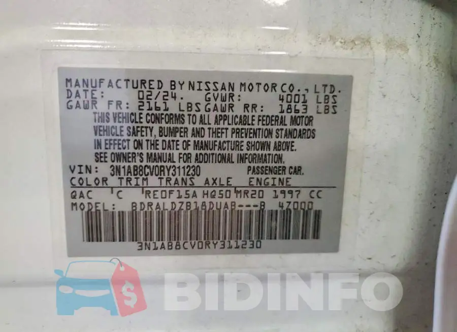 3N1AB8CV0RY311230 Photo# 13