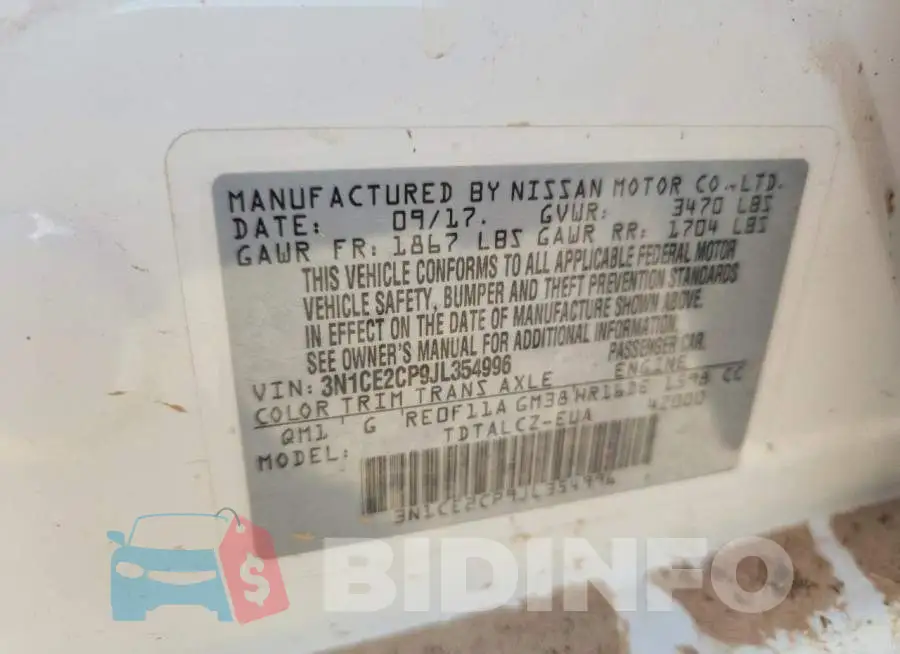 3N1CE2CP9JL354996 Photo# 12