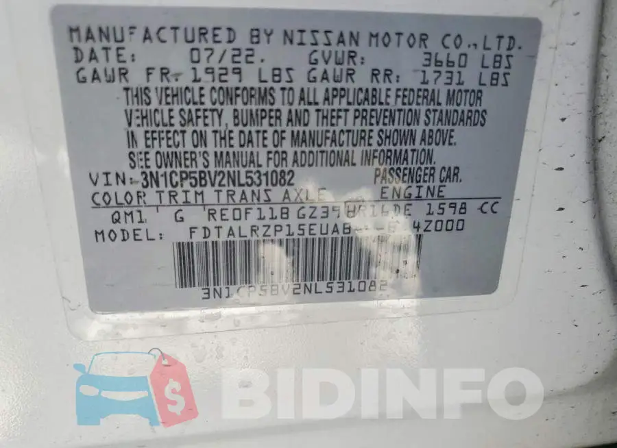 3N1CP5BV2NL531082 Photo# 12