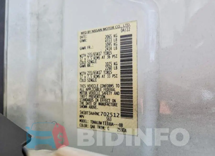 5N1BT3AA4NC702512 Photo# 14