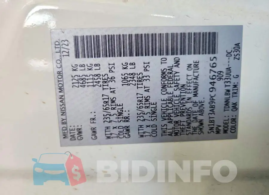 5N1BT3AB9PC946765 Photo# 14