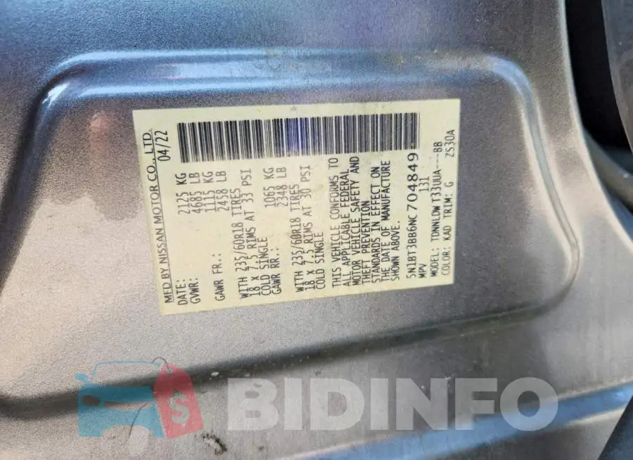 5N1BT3BB6NC704849 Photo# 13