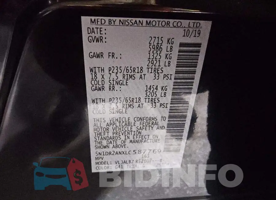 5N1DR2ANXLC587769 Photo# 13