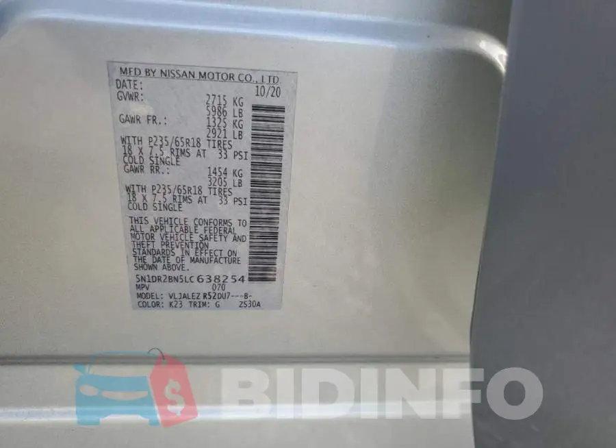 5N1DR2BN5LC638254 Photo# 12