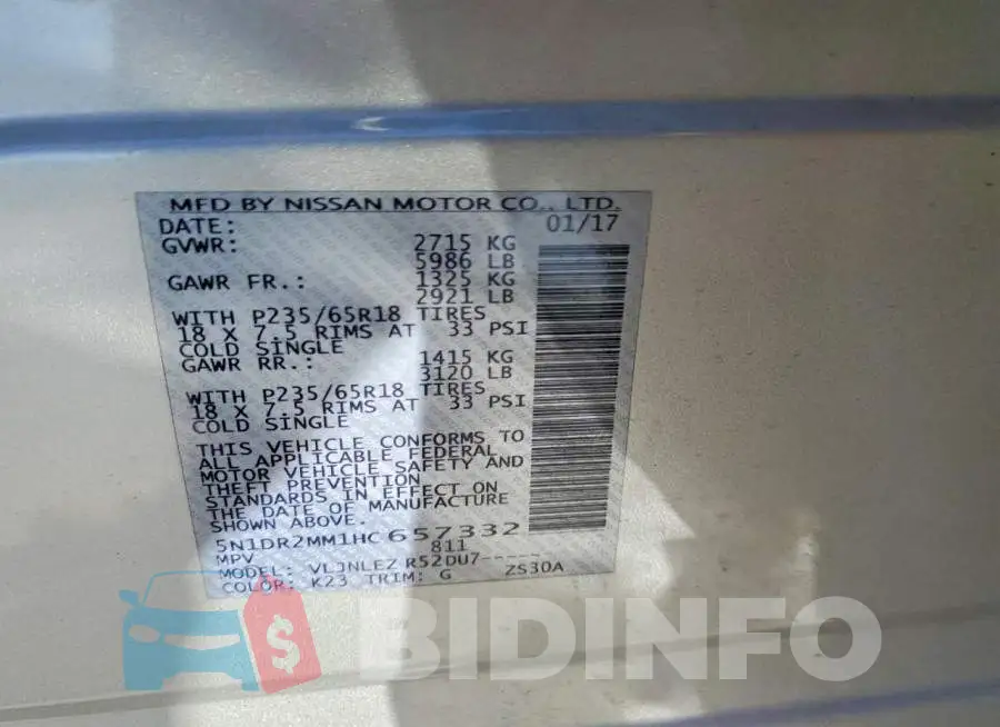 5N1DR2MM1HC657332 Photo# 12