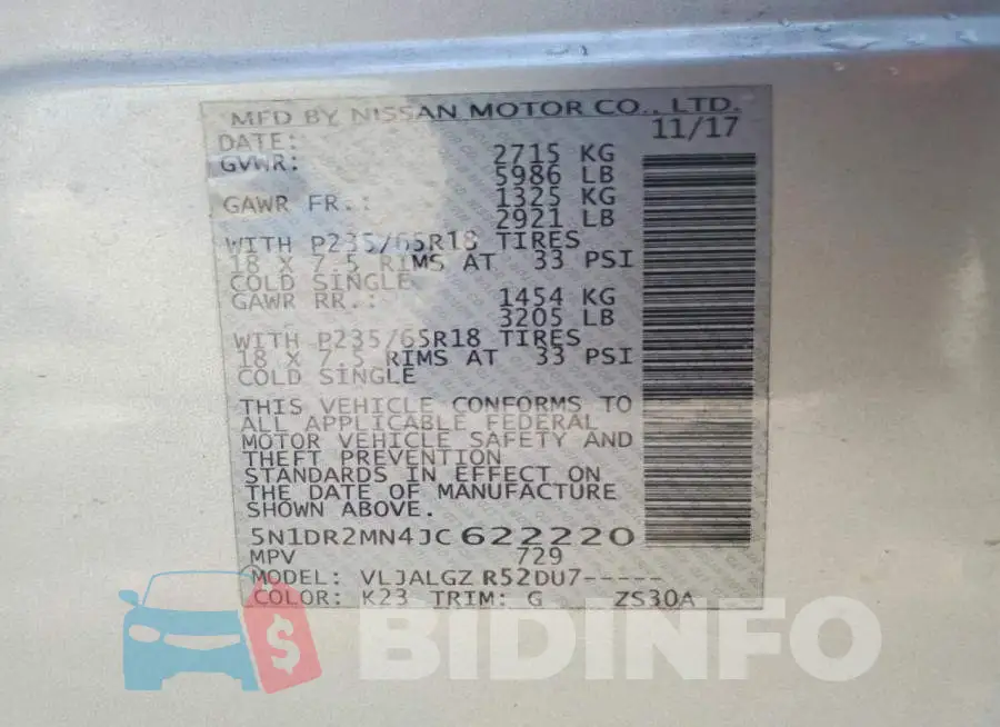 5N1DR2MN4JC622220 Photo# 13