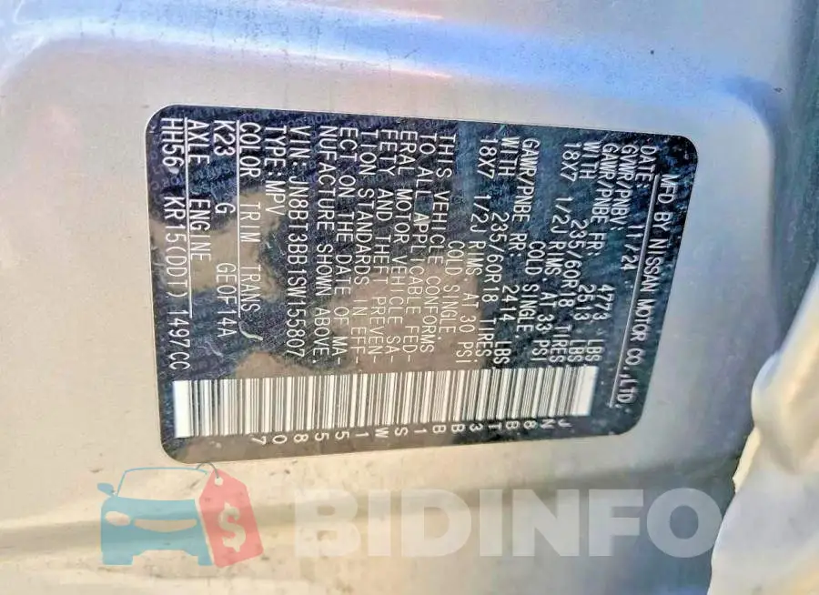JN8BT3BB1SW155807 Photo# 13