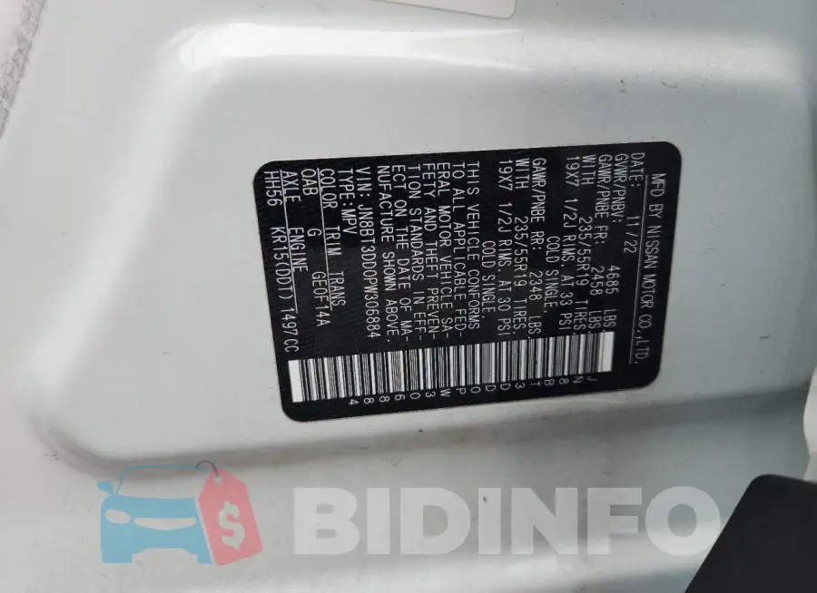 JN8BT3DD0PW306884 Photo# 13