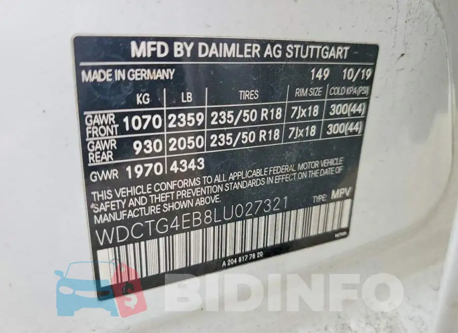 WDCTG4EB8LU027321 Photo# 12