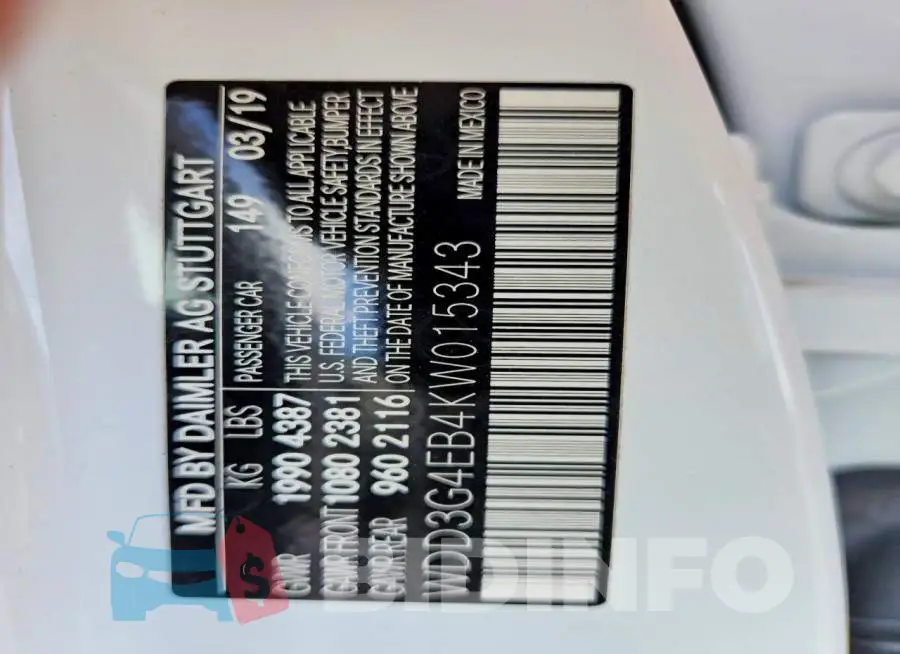 WDD3G4EB4KW015343 Photo# 13