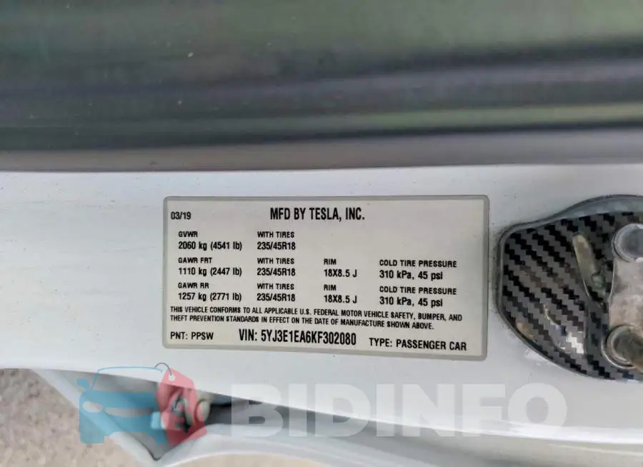 5YJ3E1EA6KF302080 Photo# 12
