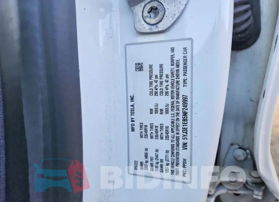 5YJ3E1EB5NF249997 Photo# 12