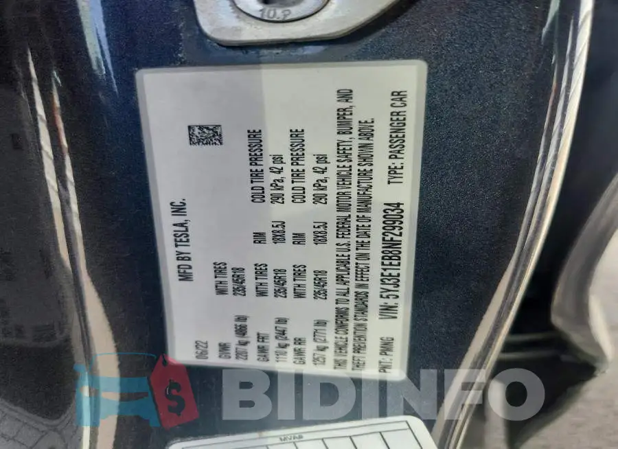 5YJ3E1EB8NF299034 Photo# 12