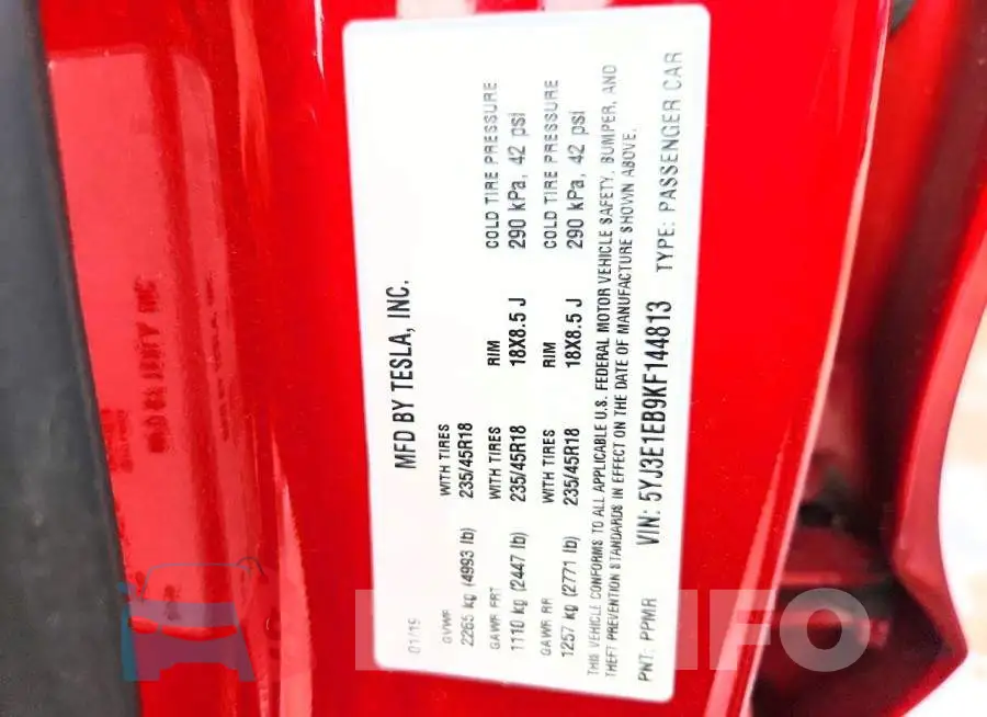 5YJ3E1EB9KF144813 Photo# 12