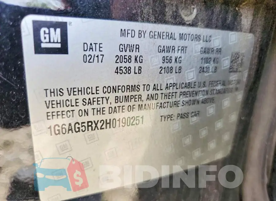 1G6AG5RX2H0190251 Photo# 12