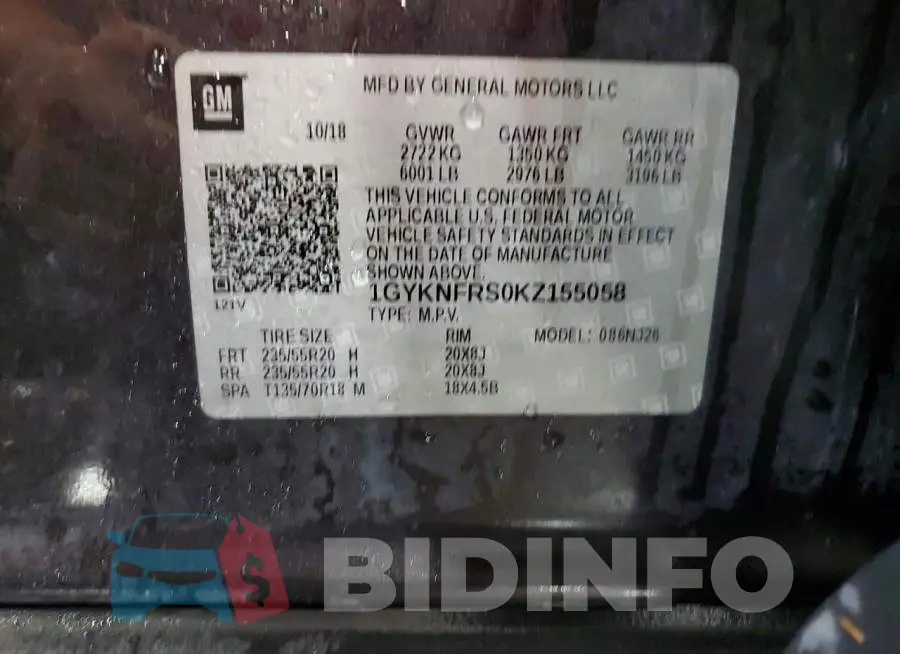 1GYKNFRS0KZ155058 Photo# 13