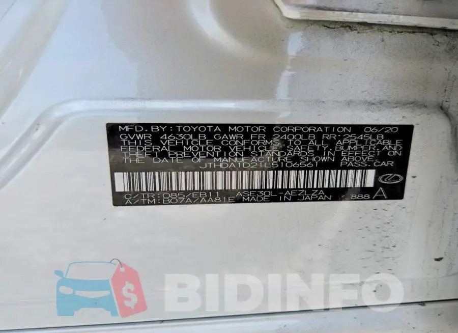 JTHDA1D21L5106561 Photo# 13