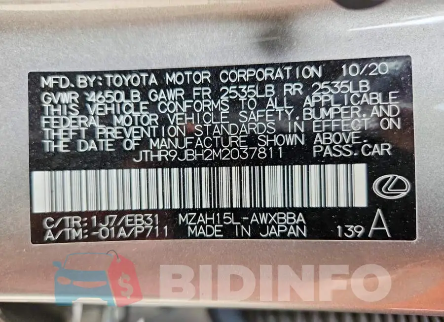 JTHR9JBH2M2037811 Photo# 14