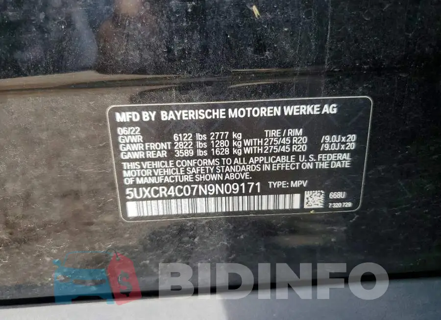 5UXCR4C07N9N09171 Photo# 13