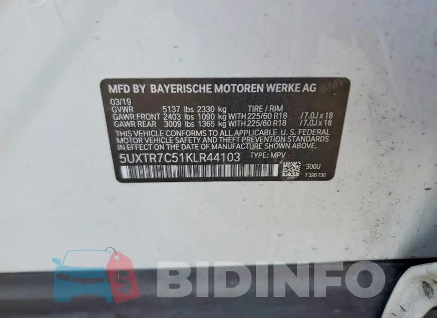 5UXTR7C51KLR44103 Photo# 14