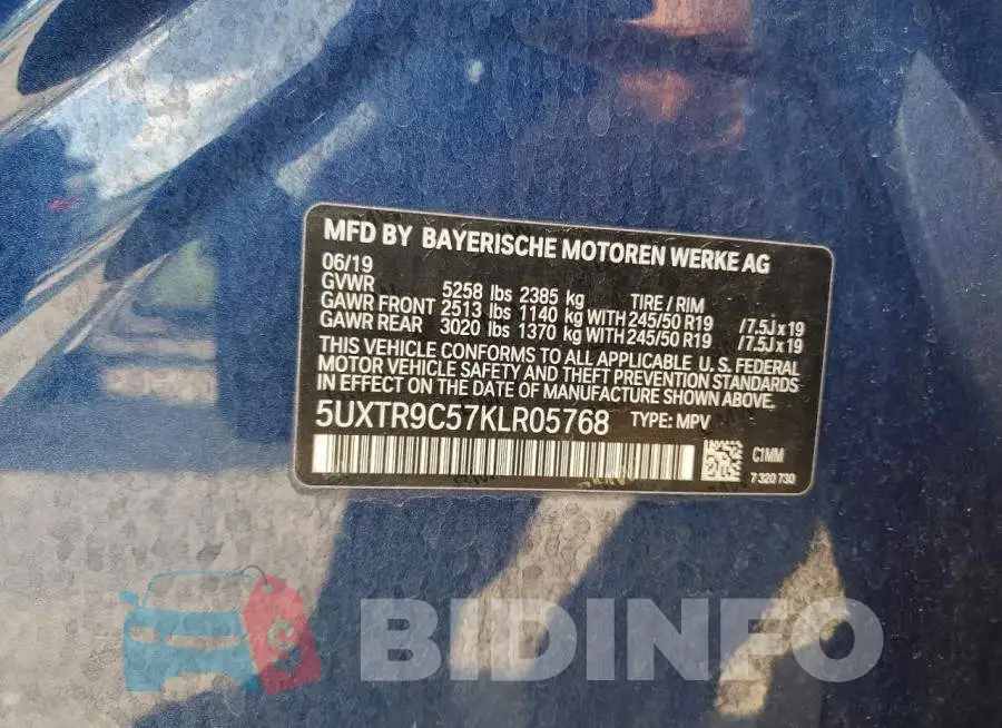 5UXTR9C57KLR05768 Photo# 13