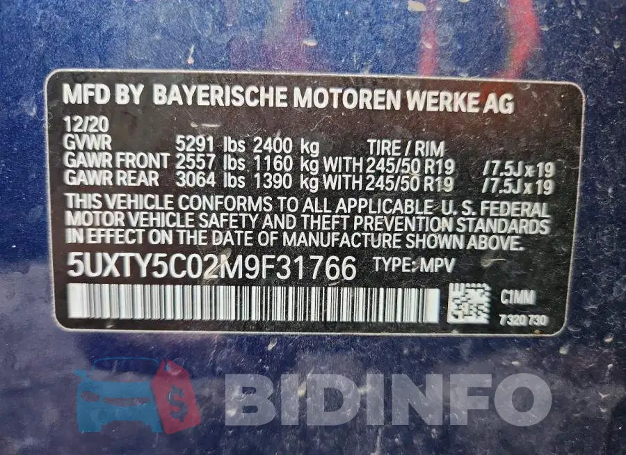5UXTY5C02M9F31766 Photo# 14