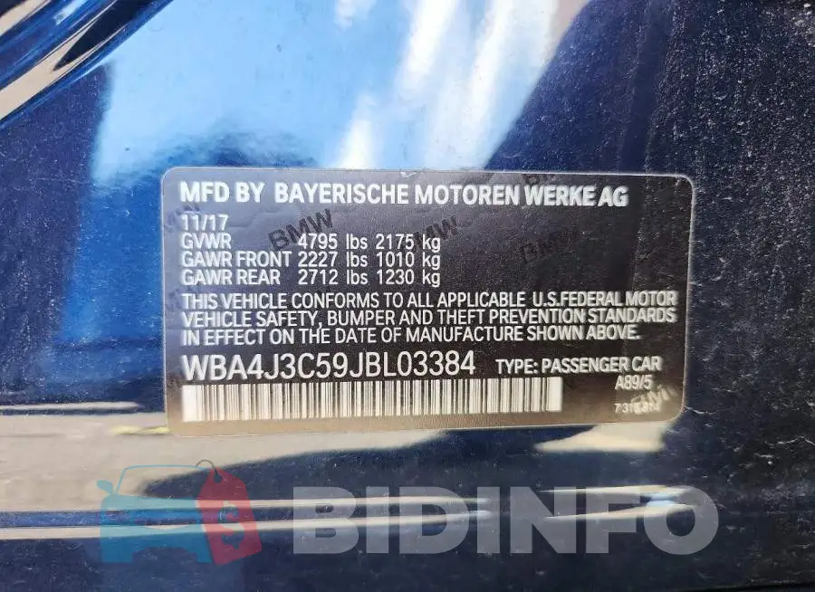 WBA4J3C59JBL03384 Photo# 12