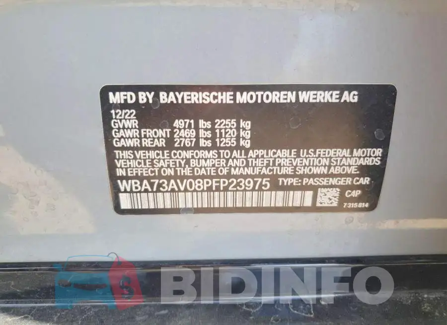 WBA73AV08PFP23975 Photo# 12