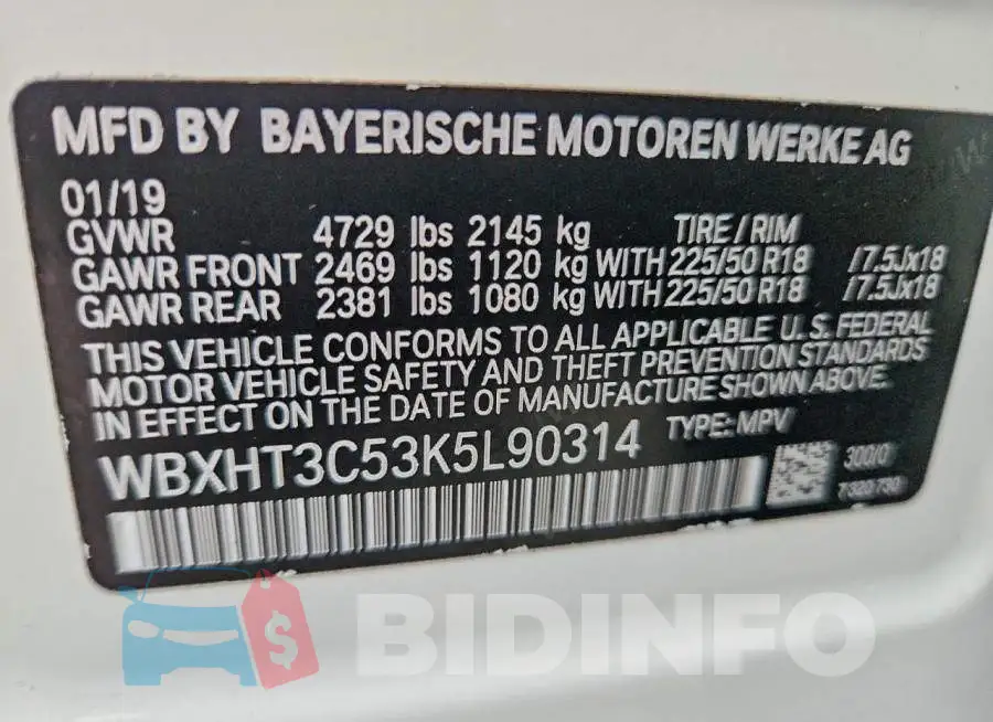 WBXHT3C53K5L90314 Photo# 13