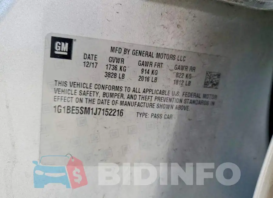 1G1BE5SM1J7152216 Photo# 12