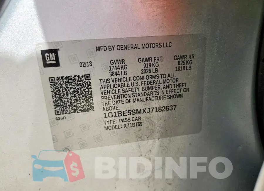 1G1BE5SMXJ7182637 Photo# 12