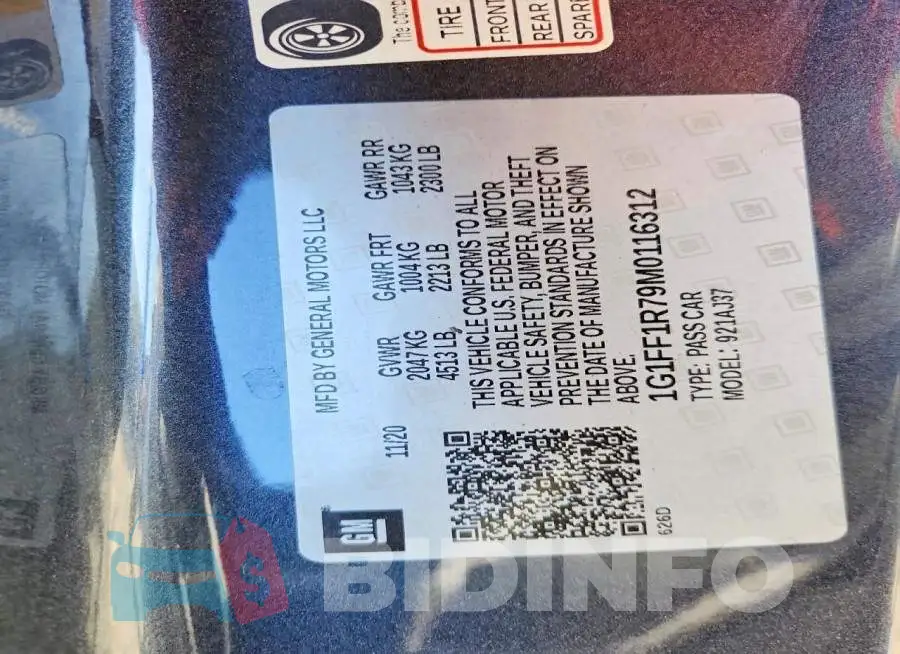 1G1FF1R79M0116312 Photo# 12