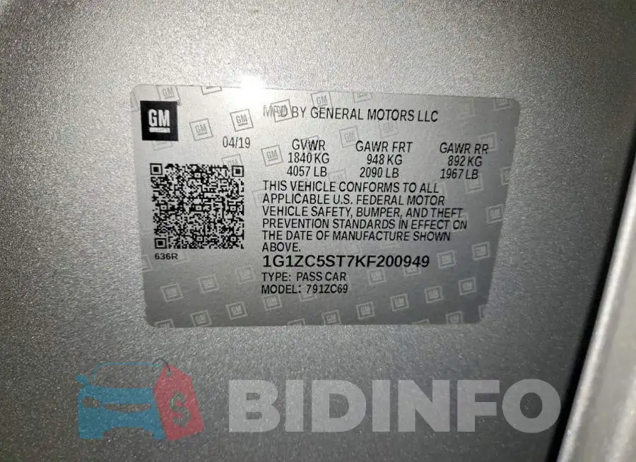 1G1ZC5ST7KF200949 Photo# 13
