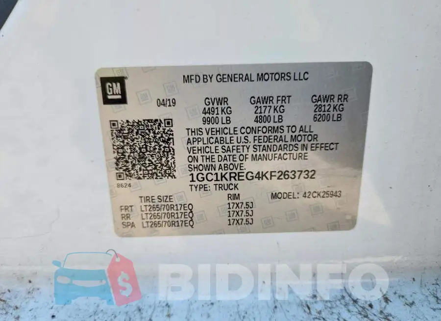 1GC1KREG4KF263732 Photo# 12