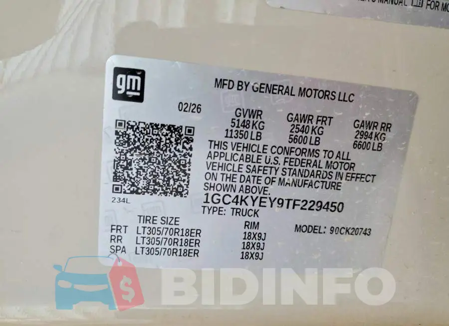 1GC4KYEY9TF229450 Photo# 12