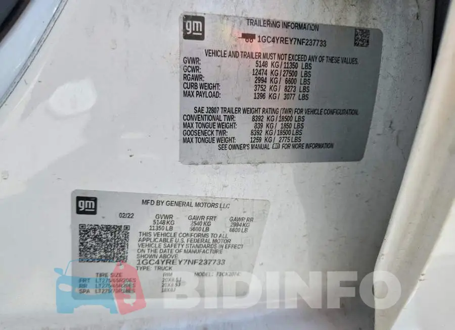 1GC4YREY7NF237733 Photo# 12